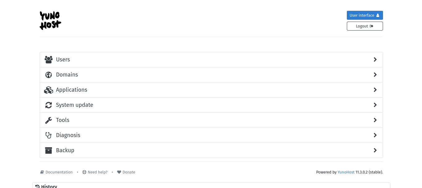 if you see this screen, then you've made it as far as we intend to this week. in the next weeks we'll go through using yunohost to install applications, and making your server visible to the public internet 